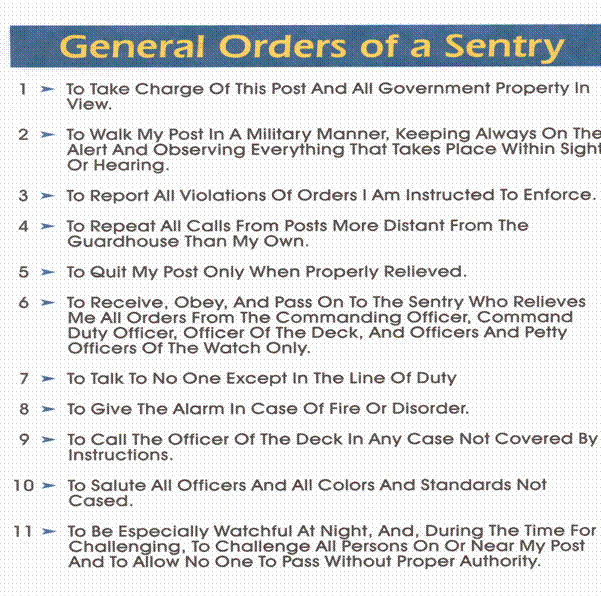 11 General Orders of a Sentry